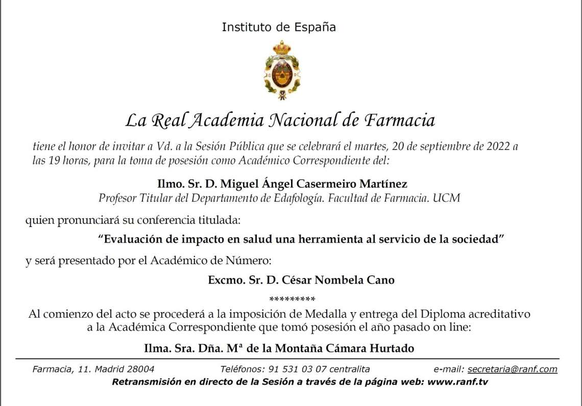 Toma de Posesión como Académico Correspondiente de D. Miguel Casermeiro. RANF - 1